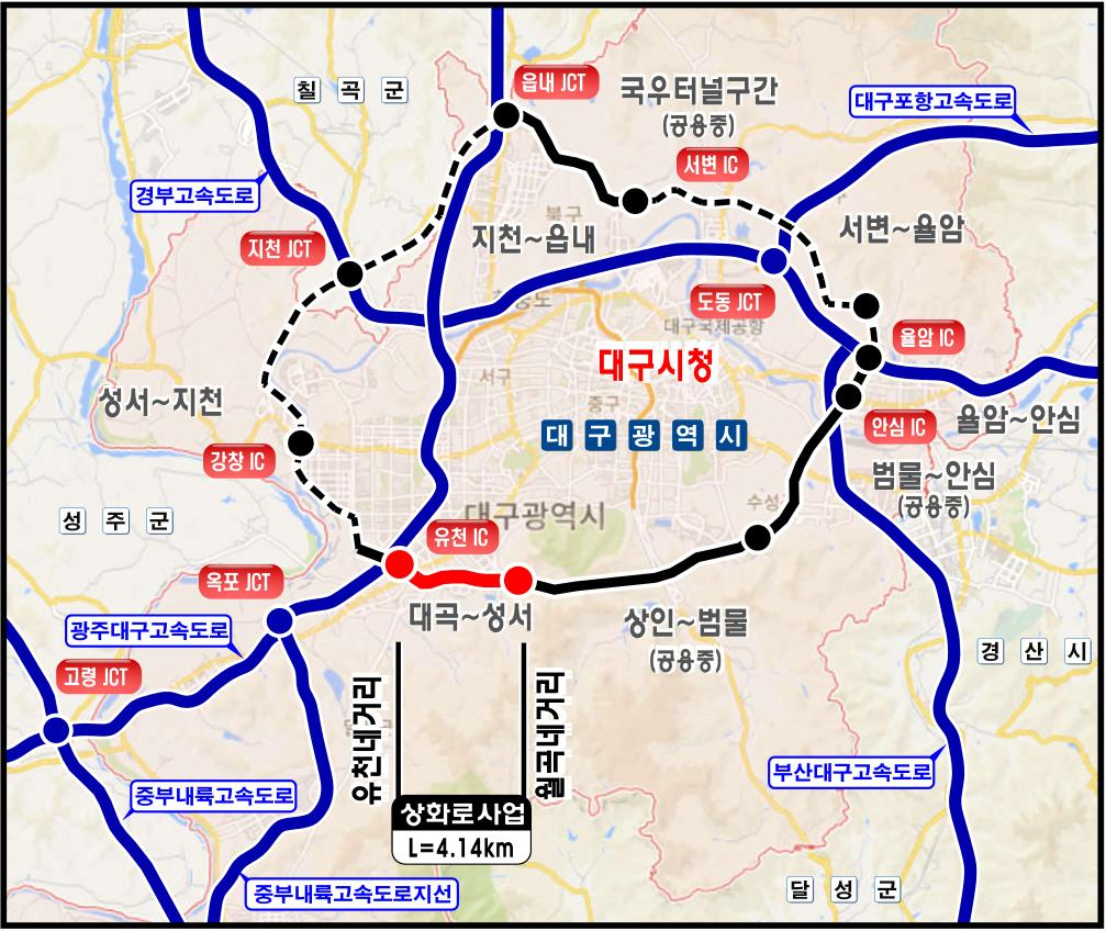 상화로 입체화 사업 위치도.[대구시 제공]