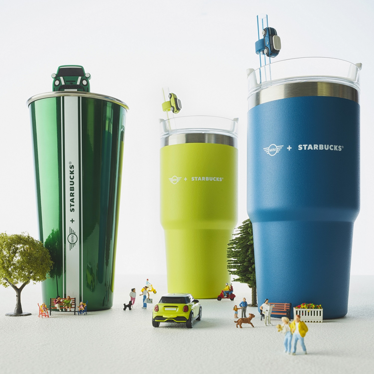 스타벅스는 이달 3일부터 미니 코리아와 협업해 음료 3종, 푸드 2종, MD 6종, 카드 3종을 선보이는 컬래버레이션 시즌을 진행중이다. 텀블러 3종 이미지.[스타벅스 제공]
