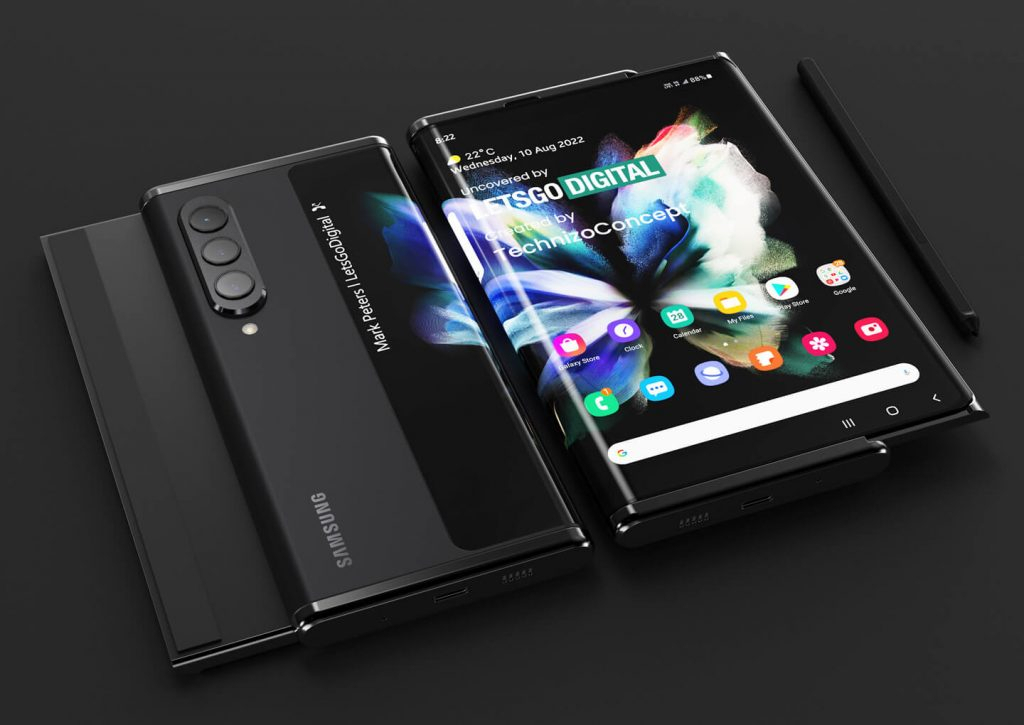 삼성전자 롤러블폰 예상 이미지[출처=렛츠고디지털(https://nl.letsgodigital.org/smartphones/samsung-galaxy-unpacked/)]