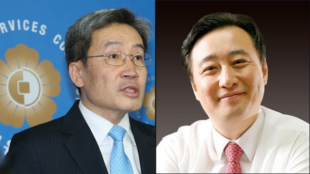 고승범(왼쪽) 금융위원장 후보자와 김남구 한국투자증권 회장. [연합]