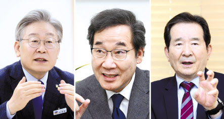 이재명 경기도지사, 이낙연 전 국무총리, 정세균 전 국무총리·