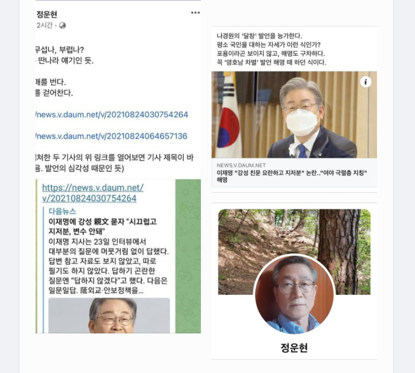 김남준 열린캠프 대변인 페북 캡처.