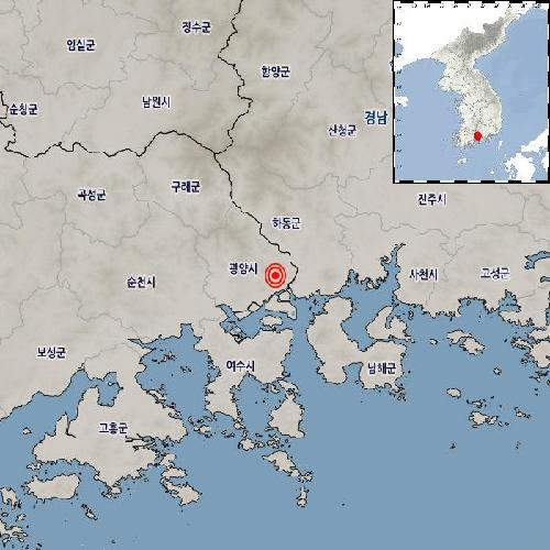 오늘 오전 7시 광양에서 규모 2.2 지진 발생[기상청 제공]