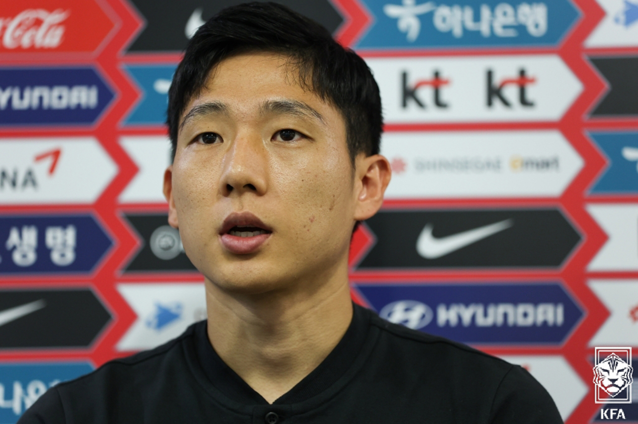 파울루 벤투 감독이 이끄는 축구대표팀의 남태희가 지난 31일 경기 파주트레이닝센터(NFC)에서 비대면 방식으로 인터뷰하고 있다. [연합]