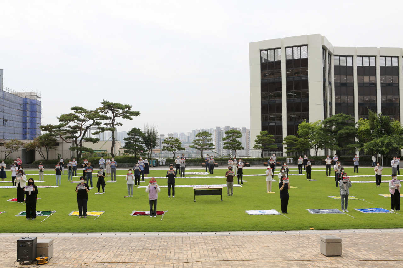 지난 8월 30일 서울 성북구 성신여대 돈암수정캠퍼스에서 열린 ‘대학 기본 역량 진단’ 가결과 관련 기자회견 모습. [성신여대 제공]