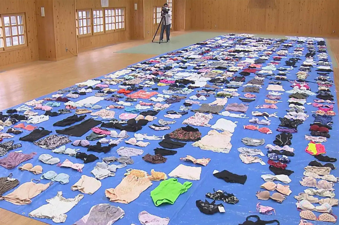 일본 오이타현 벳푸 경찰서가 압수한 730여개의 여성 속옷 모습. [벳푸 경찰서]