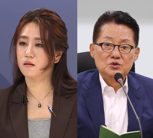 조성은 씨(좌)와 박지원 국정원장.