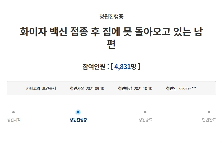 [청와대 국민청원 게시판]