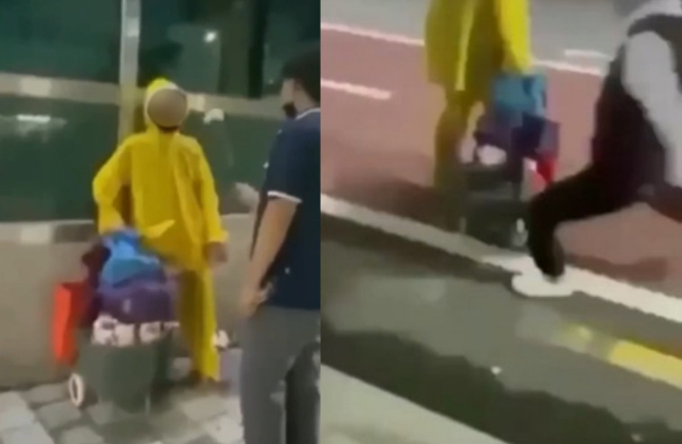 지난달 25일 오후 11시30분쯤 경기도 여주시 홍문동의 한 길거리에서 10대 5명이 B(60대·여)씨의 머리와 어깨를 들고 있던 꽃으로 여러 차례 때리고 여성의 손수레를 발로 찼다. [SNS 캡처]