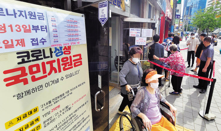 27일 행정안전부에 따르면 국민지원금 접수 3주일 만에 지급 대상자의 94%가 지원금을 수령해 간 것으로 집계됐다. [연합]