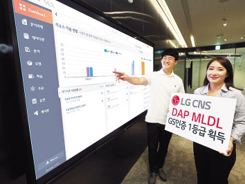 LG CNS 관계자가 GS인증 1등급을 획득한 ‘DAP MLDL’을 소개하고 있다. [LG CNS 제공]