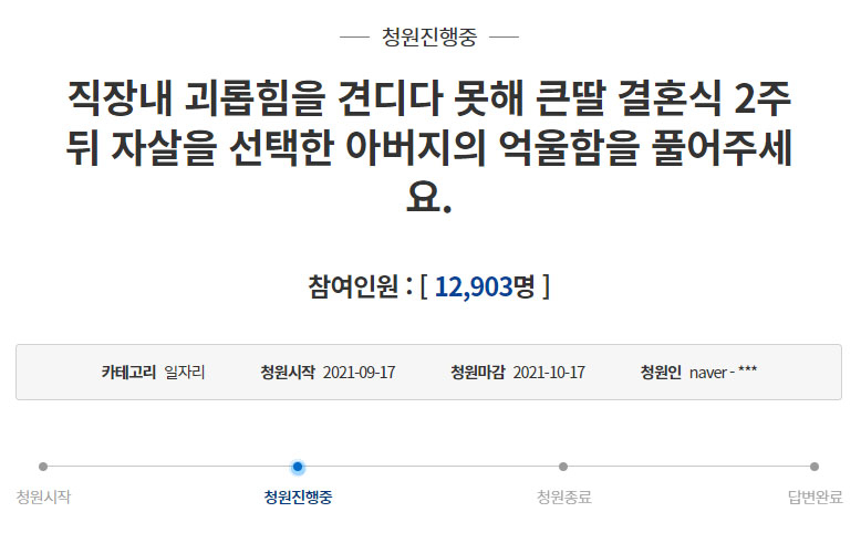 [청와대 국민청원 홈페이지 캡처]