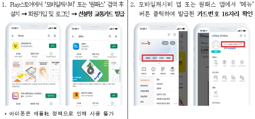 모바일 알뜰교통카드 이용방법 [국토교통부 제공]