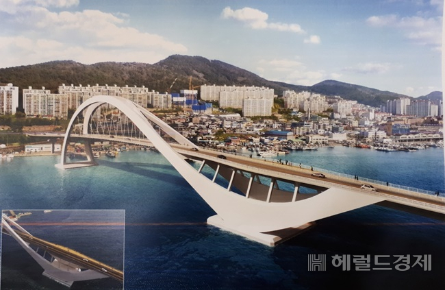 여수 신월동에서 경도를 잇는 연륙교 조감도.