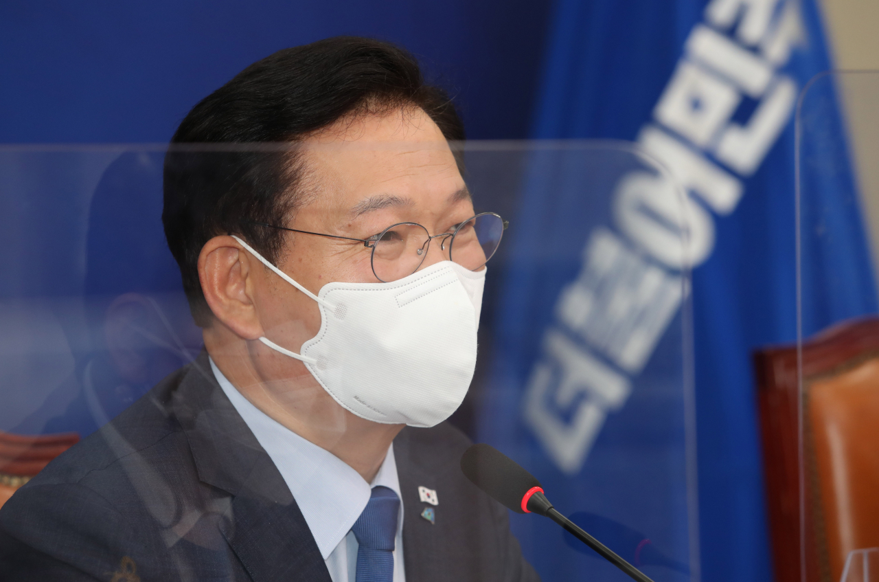 더불어민주당 송영길 대표가 1일 서울 여의도 국회에서 열린 최고위원회의에서 발언하고 있다. [연합]