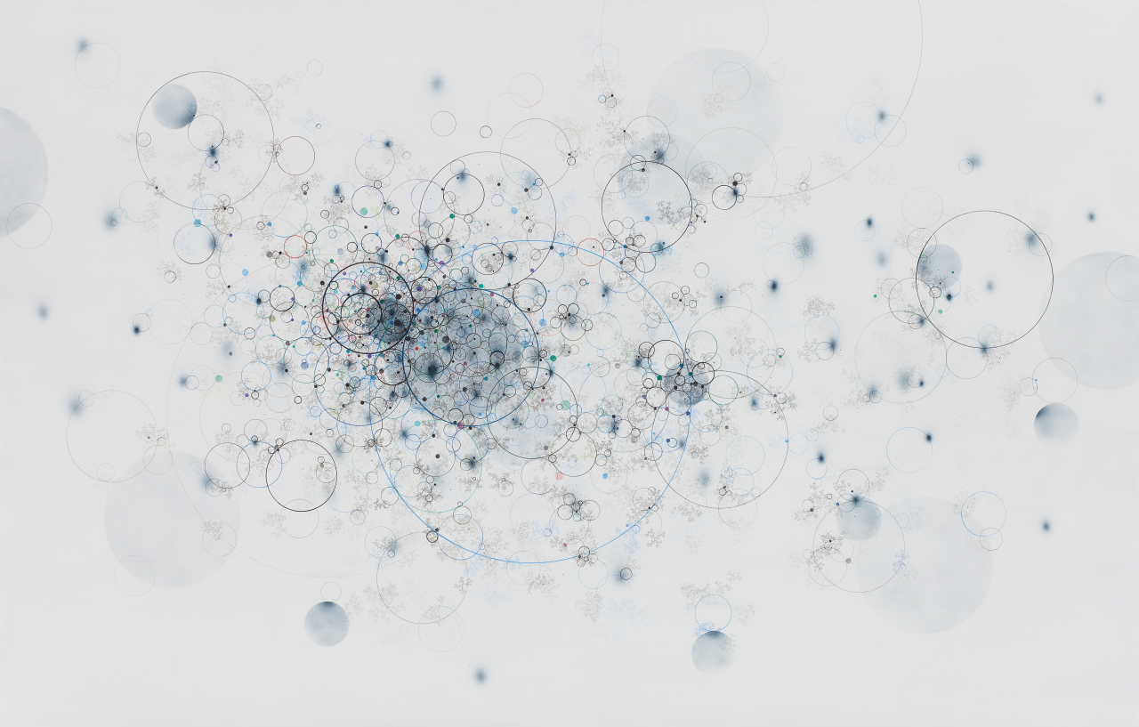 지오메트릭 폼 시리즈 ‘Untitled_15019’, Mixed Media on Canvas, 160 x 250 cm, 2015
