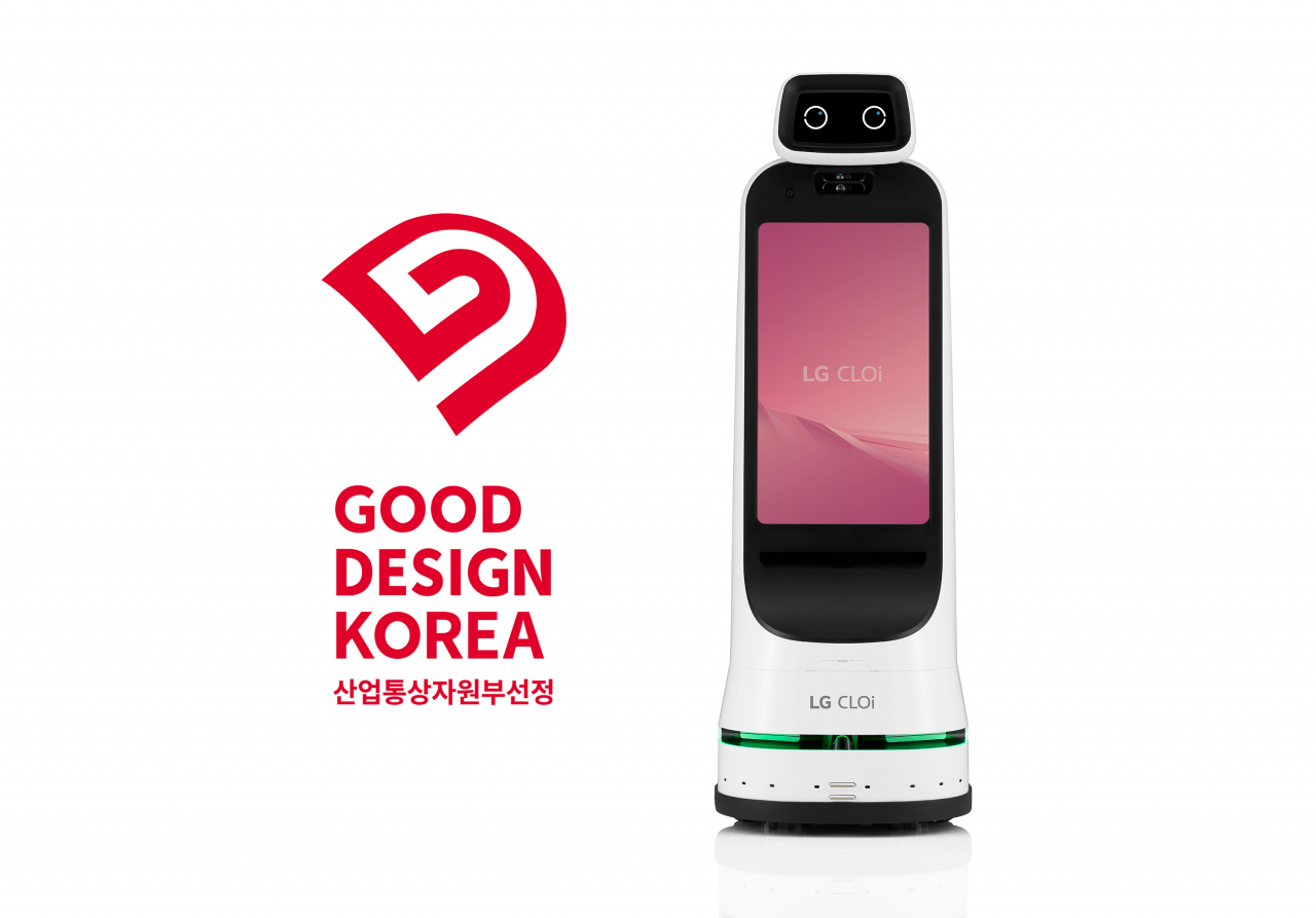 LG전자 안내로봇 ‘LG 클로이 가이드봇’이 6일 ‘2021 우수디자인(GD)상품선정’에서 산업통상자원부 장관상을 수상했다. 제품사진. [LG전자 제공]