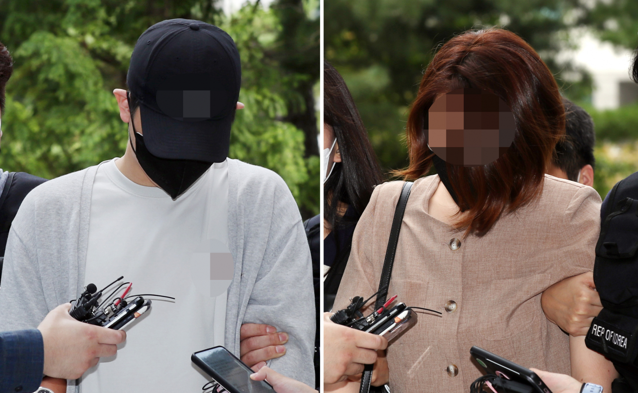 20대 장애인에게 억지로 음식을 먹여 숨지게 한 혐의를 받는 인천 한 장애인 복지시설 사회복지사 2명이 5일 오후 구속 전 피의자 심문(영장실질심사)을 받기 위해 인천시 미추홀구 인천지방법원으로 들어서고 있다. [연합]