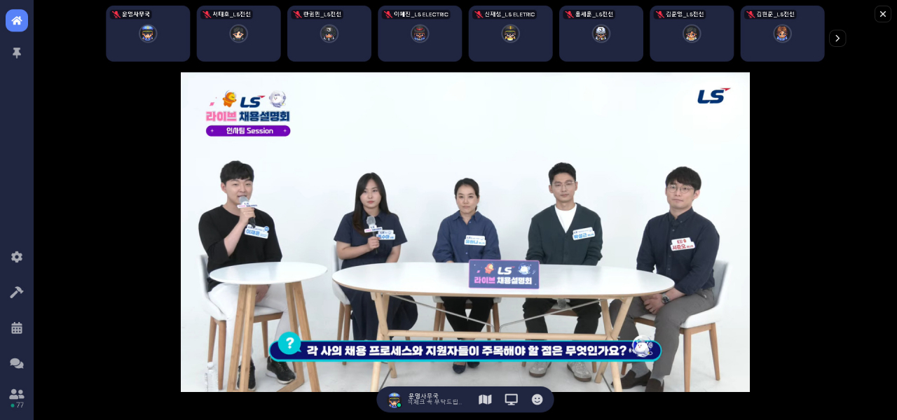 지난 9월 메타버스 가상공간인 ‘엘로랜드’에서 LS그룹 직원들이 채용설명회를 진행하고 있다. [LS그룹 제공]