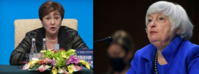 크리스탈리나 게오르기에바(왼쪽) 국제통화기금(IMF) 총재와 재닛 옐런 미국 재무장관 [로이터·AP]