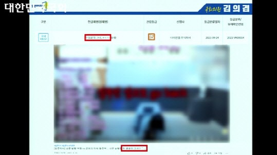 국회 영상회의록시스템 홈페이지에 게재된 국회방송 녹화본 상에선 모자이크 처리돼 있다. [국회 영상회의록시스템 영상 캡처]