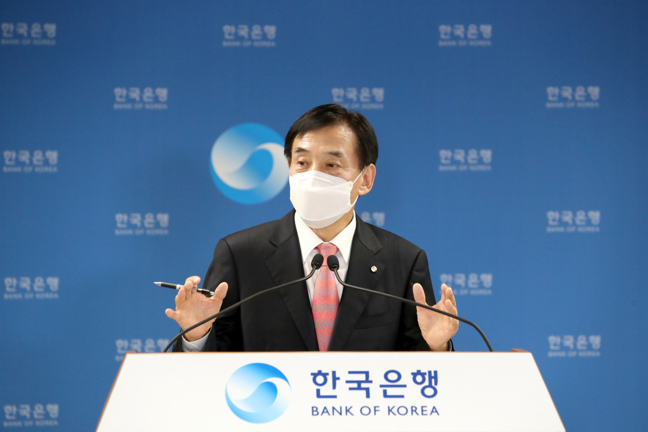 이주열 한국은행 총재가 12일 오전 서울 중구 한국은행에서 열린 통화정책방향 기자간담회에서 발언하고 있다. [한국은행 제공. 재판매 및 DB 금지]