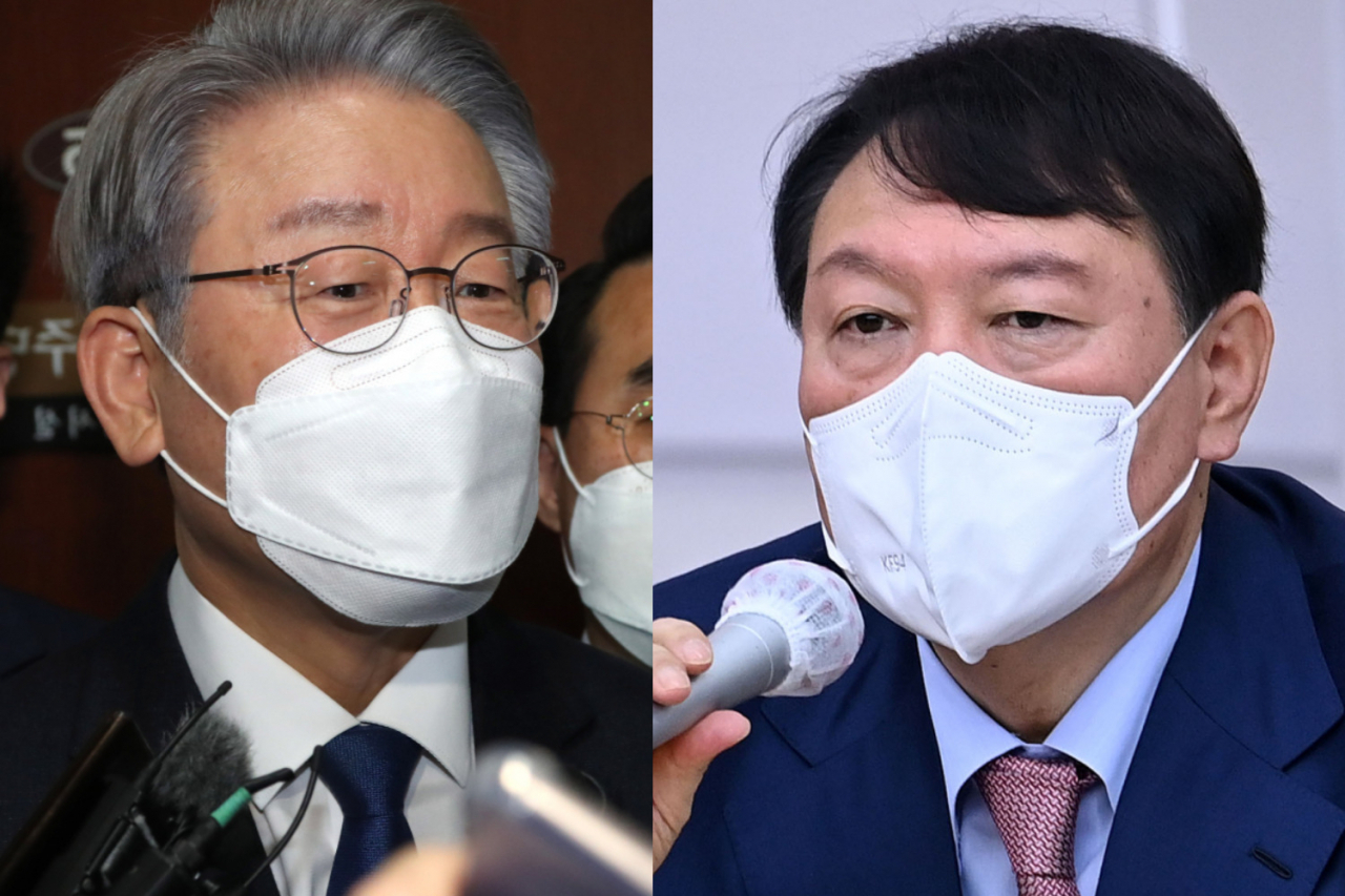이재명 더불어민주당 대선 후보와 국민의힘 경선후보인 윤석열 전 검찰총장. [연합]