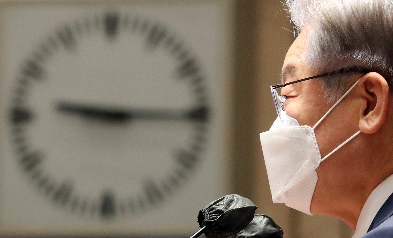 이재명 대선 후보가 15일 오전 서울 국회에서 열린 더불어민주당 의원총회에 참석해 발언하고 있다. [연합]
