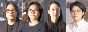 ‘올해의 작가상 2021’에 출품하는 ‘후원작가’김상진(왼쪽부터), 방정아, 오민, 최찬숙. [국립현대미술관 제공]