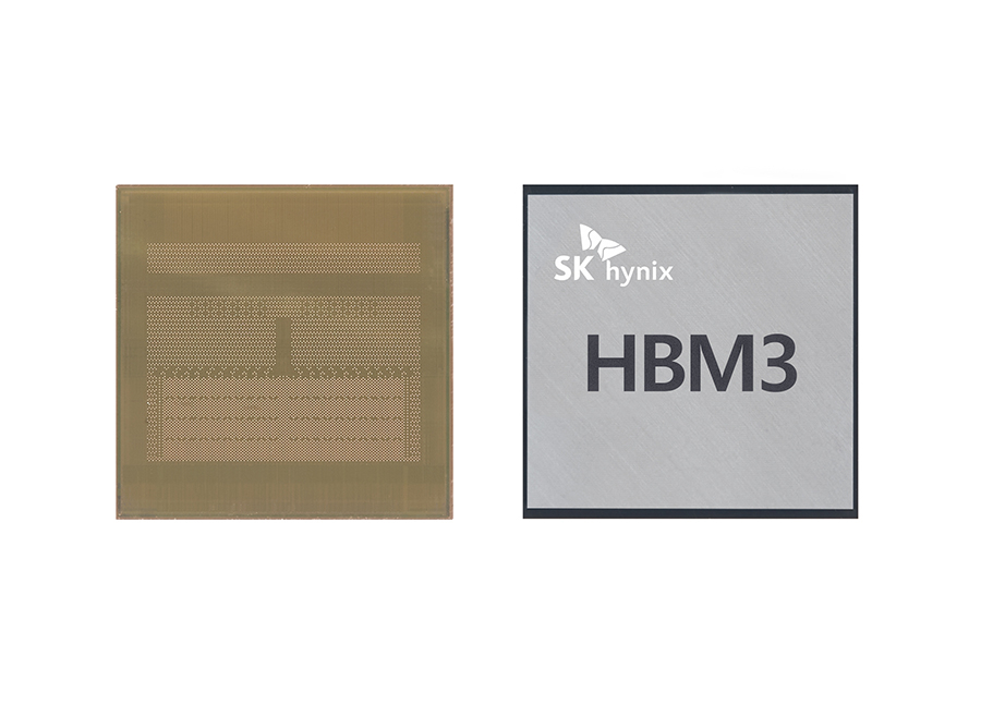 SK하이닉스가 업계 최초로 개발한 HBM3 D램의 모습. FHD(풀HD)급 영화(5GB 기준) 163편 분량 데이터를 1초 만에 처리할 수 있다. [SK하이닉스 제공]
