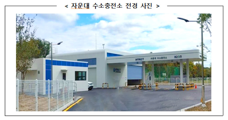 대전시 유성구 자운동 소재 첫 ‘민·군 겸용 수소충전소’. [환경부 제공]