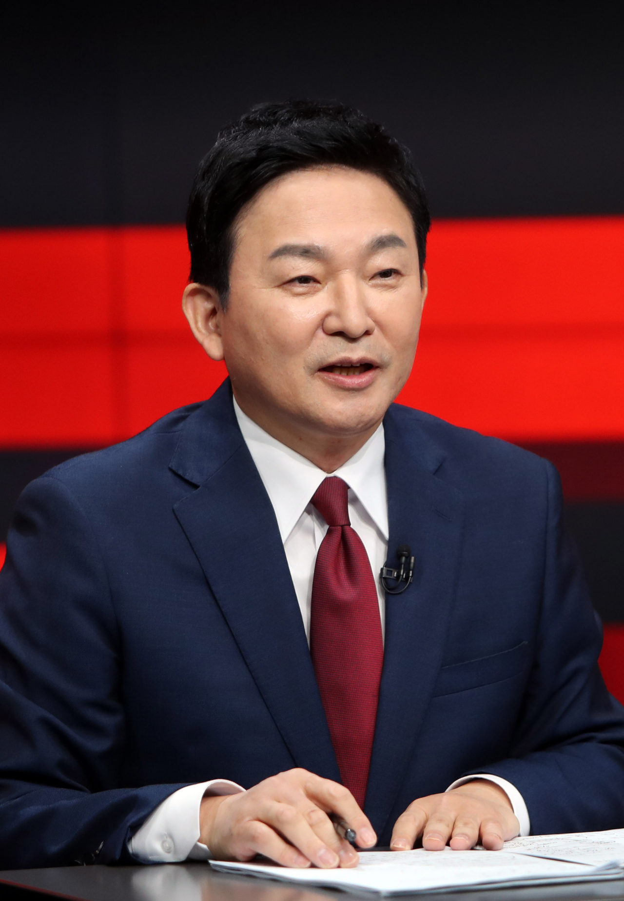 국민의힘 대선주자인 원희룡 전 제주지사가 27일 오후 강원 춘천시 동면 G1 강원민방에서 열린 국민의힘 대선 경선 강원지역 합동토론회에 참석해 발언하고 있다. [연합]