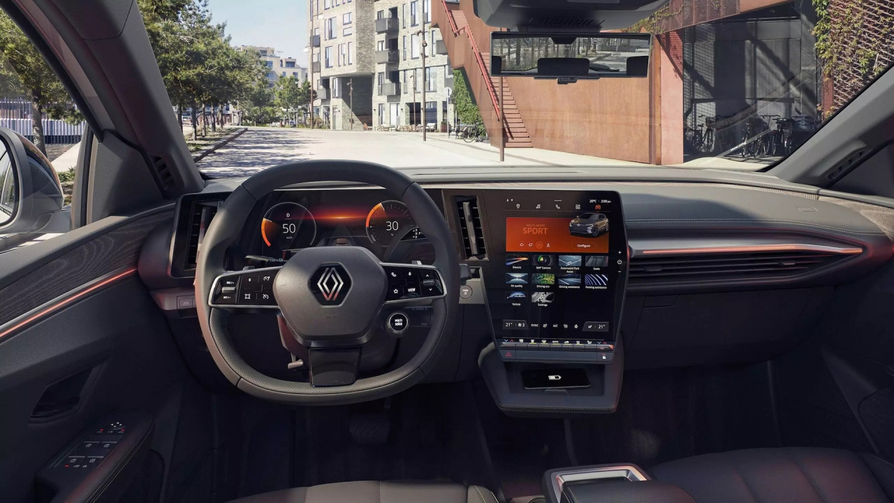 LG전자가 프랑스 자동차 업체 르노그룹(Renault Group)의 전기차 신모델 ‘메간 E-Tech(M&eacute;gane E-Tech)’에 공급한 차세대 인포테인먼트 시스템이 탑재된 차량 내부 모습. [LG전자 제공]