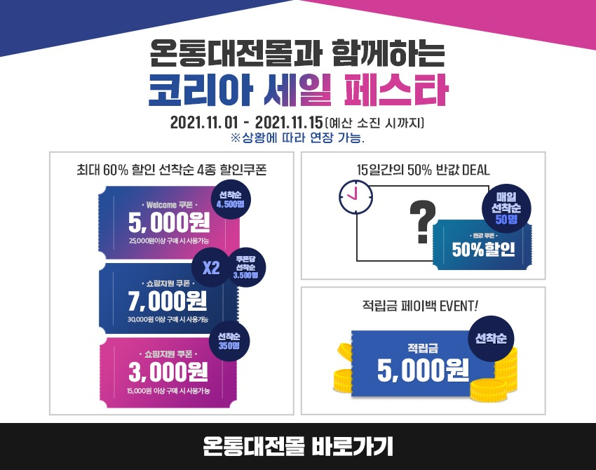 대전시, 온라인몰 역대급 할인 ‘온통세일’ 개최
