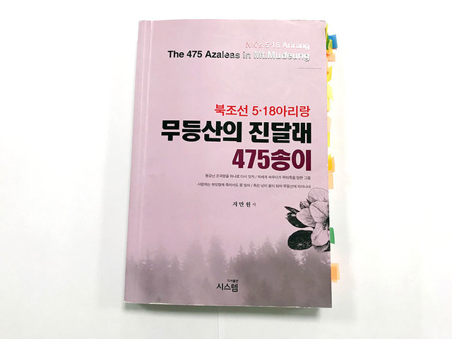 지만원씨가 펴낸 북조선 5·18아리랑 무등산의 진달래 475송이.