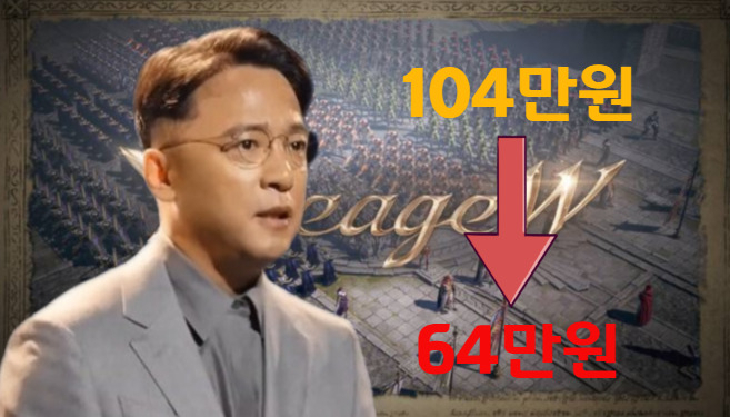 김택진 엔씨소프트 대표. 배경은 엔씨 차기작 '리니지W' 게임 화면