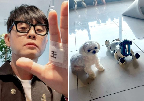가수 이승환(왼쪽)과 그의 반려견