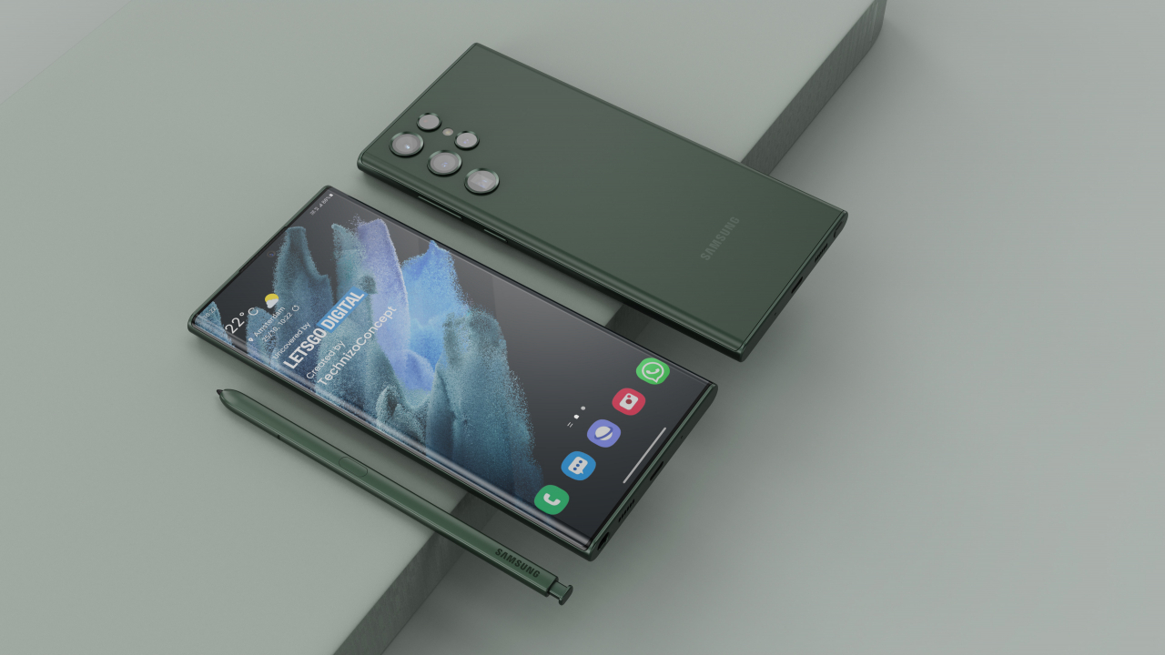갤럭시S22울트라 예상 렌더링 이미지. [렛츠고디지털 캡처]