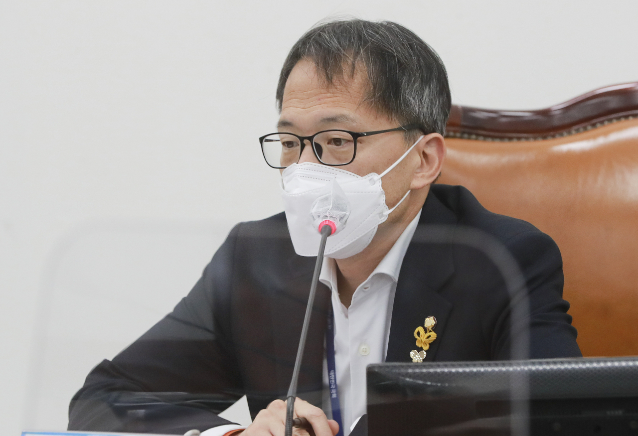 더불어민주당 박주민 고발사주 국기문란 진상규 태스크포스(TF) 단장이 19일 오전 서울 여의도 국회에서 열린 TF 2차 회의에서 발언하고 있다. 연합뉴스