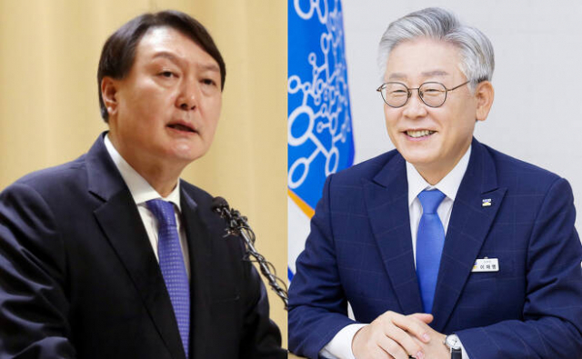 윤석열 국민의힘 대선후보(왼쪽)와 이재명 더불어민주당 대선후보. [연합]