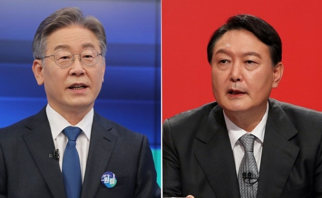 이재명 더불어민주당 대선후보(왼쪽)와 윤석열 국민의힘 대선후보
