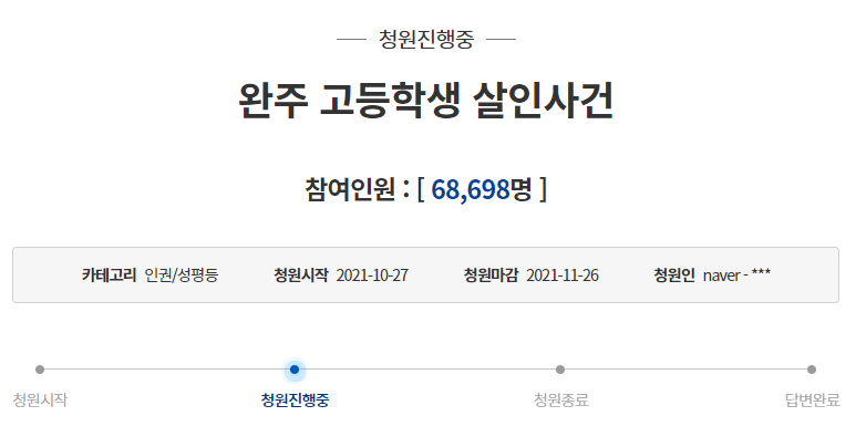 [청와대 국민청원 홈페이지 캡처]
