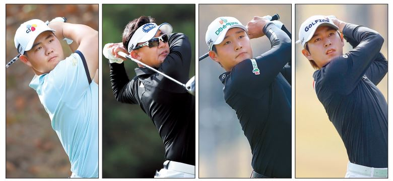 왼쪽부터 2021 시즌 KPGA 코리안투어 대상·상금왕을 휩쓴 김주형과 시즌 2승을 획득한 박상현·서요섭, 올시즌 신인왕 김동은. [KPGA 제공]