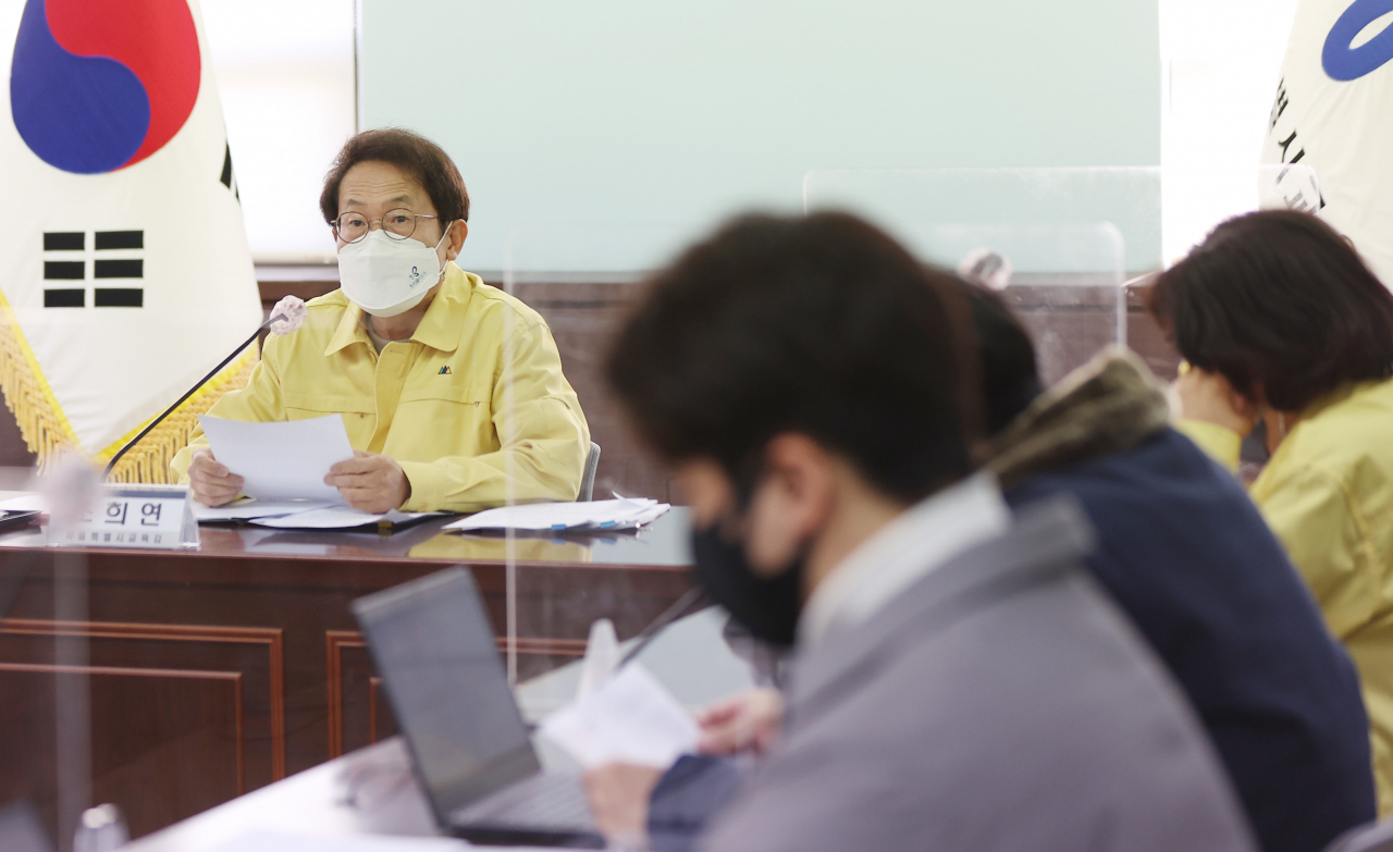 조희연 서울시교육감이 11일 오전 서울교육청에서 열린 기자간담회에서 발언을 하고 있다. [연합]