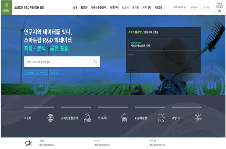 스마트팜 R&D빅데이터 포털 화면 [농림축산식품부 제공]