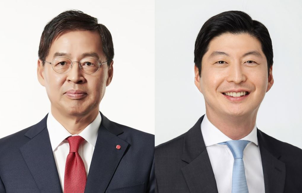 왼쪽부터 신학철 LG화학 부회장, 허세홍 GS칼텍스 사장. [LG화학, GS칼텍스 제공]