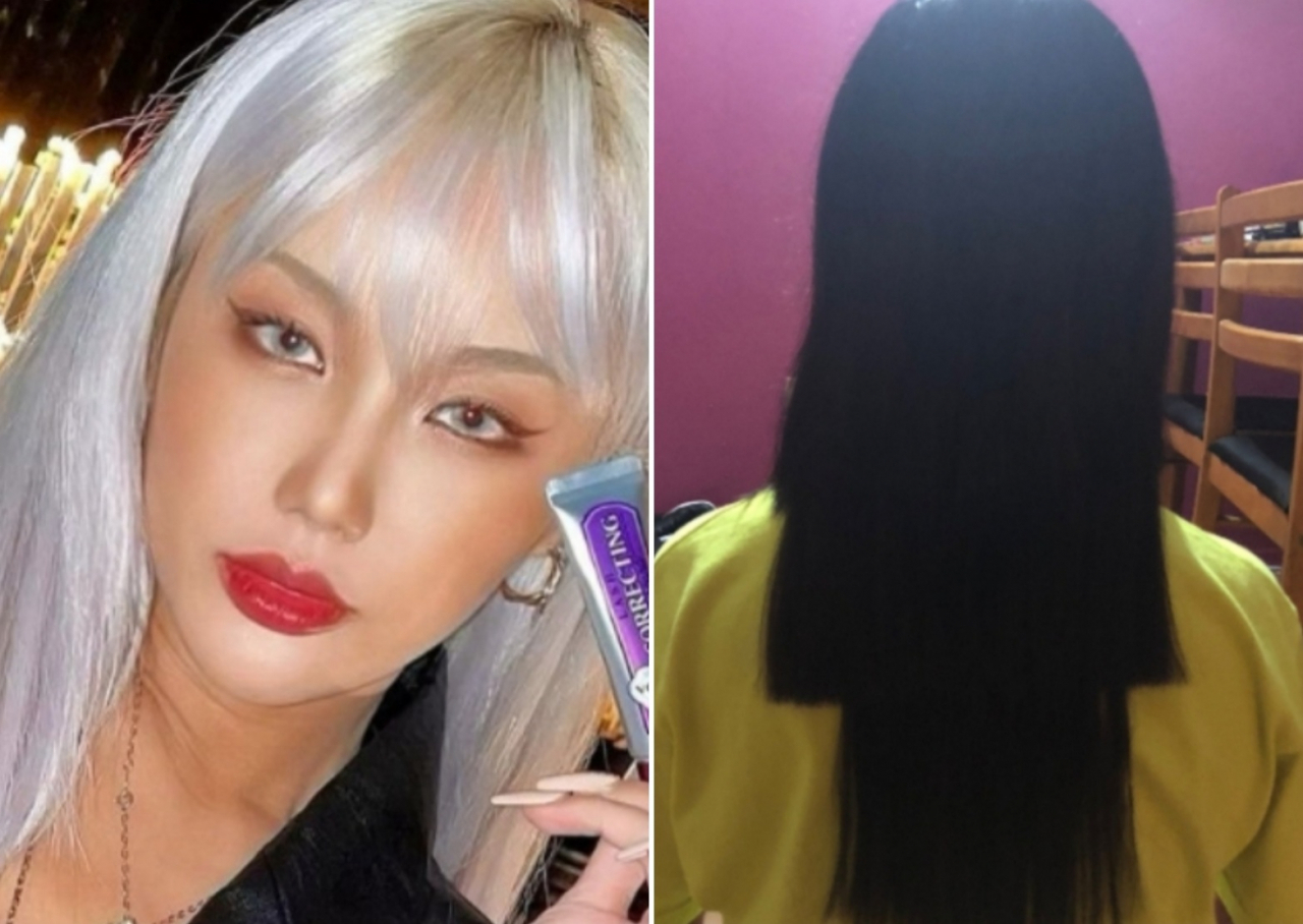 제트썬(왼쪽)과 그에게 머리를 잘리는 등 갑질을 당했다고 폭로한 A씨의 머리 모습. [인스타그램·온라인커뮤니티 캡처]