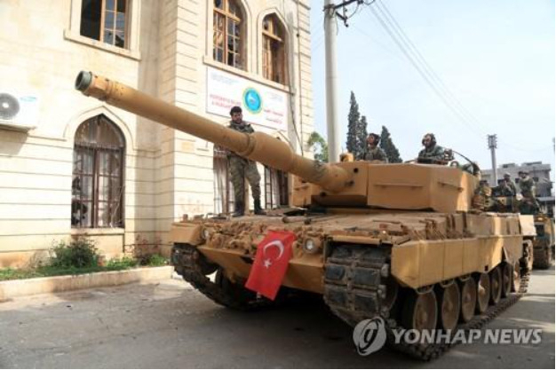 2018년 아프린에 입성하는 터키군[출처: 연합]