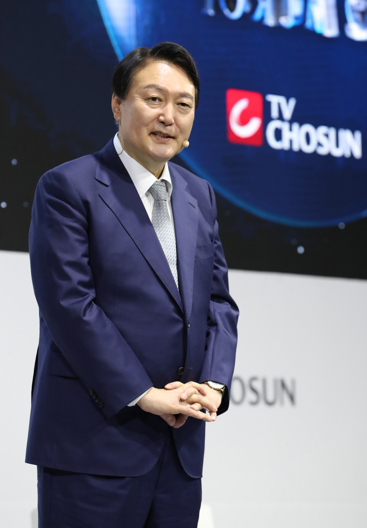 윤석열 국민의힘 대선 후보가 22일 서울 광진구 그랜드워커힐서울에서 열린 TV조선 글로벌리더스포럼2021에서 국가 미래 비전을 발표하고 있다. [국회사진기자단]