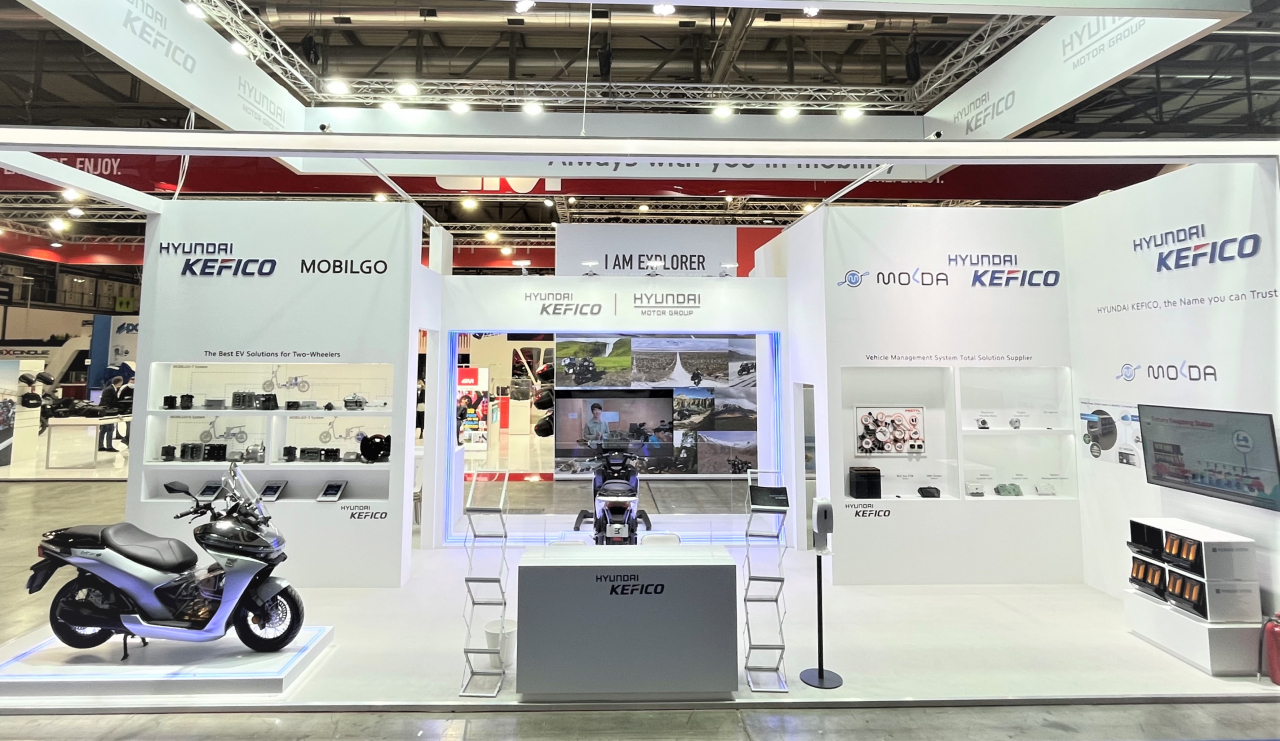 세계 최대 규모의 모터사이클 전시회 ‘EICMA 2021’ 현대케피코 전시부스. [현대케피코 제공]